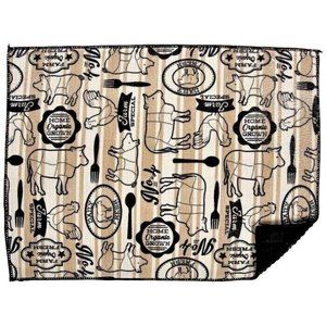 Farm Livestock Kitchen Dish Drying Mat Farm Theme Texts Pictures Reverse Black